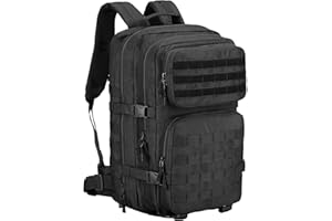 HUNTVP Zaino Militare 45L Trekking Uomo 1000D Nylon Tattico Miltec per Viaggio Campeggio Escursionismo, Nero/Marrone/Camo/Verde