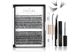 Oreola Pestañas Postizas Individuales 240 piezas de pestañas en racimos con unión y sello, aplicador y removedor de pestañas, Pestañas individuales de 8-16 mm D Curl mixto 30D+40D
