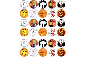 The Cake Decorators Boutique 30 edible Halloween kids childrens party decorations style pre-cut Cupcake Cake Toppers Wafer Rice Paper, 4.2cm