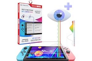 Oniverse Displayschutzfolie Switch – gehärtetes Glas gegen blaues Licht kompatibel mit Nintendo Switch – Displayschutzfolie für Bildschirm – robust und kratzfest