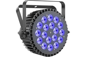 Ukfog RGBWA UV Focos Par LED 200W, 18 LED Luces Escenario 7/10CH con Estroboscópica y Activación Sonido, Luces Discoteca para Espectáculos Bares Fiestas Bodas Halloween