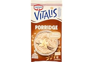 Cameo Vitalis Porridge Gusto Classico con Fiocchi Integrali di Avena e Delicata Vaniglia Bourbon, Preparato Istantaneo, Porridge Pronto in 3 Minuti, Fonte di Proteine, Busta Monoporzione 58 g