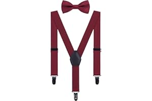 WANYING Bretelle et Nœud Papillon Ensemble pour Enfants Bébé Garçon Fille 1 à 5 ans, 3 Noir Clips Y-forme élastiques Bretelles pour Baby