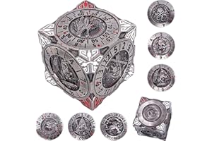 LUAZURI DND Spinner Dice – Set di dadi 7 in 1 in metallo con design drago 3D | Design unico per dungeons & Dragons RPG Polyedder Dadi per giocatori D&D e DM (argento)