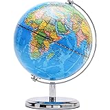Exerz 14cm World Globe Political Map Mini globe - Educational/Geographic/Modern Desktop Decoration 14cm Diameter - Stainless 