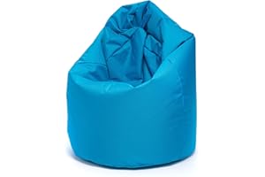 Ecopuf - Pouf Poltrona Sacco Azzurro Taglia XL - Puffo Per Sedersi da Interno e Esterno - Poltrona Pouf Tessuto Antistrappo Impermeabile - Pouf Sacco Imbottitura in Palline di Polistirolo