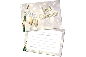 OLIVIA SAMUEL PACK 40 Adult Party Invitations with Envelopes – Champagne Themed Party Invites for birthday, anniversary or any celebration