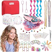 SRJQXH Machine à Strass Cheveux – 360 Diamants + 24 Autocollants – Pression En Un Clic – DIY Coiffure Accessoires – Rose 21x9.5 Cm