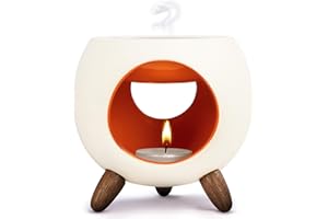 ‎KALOOGO Kaloogo Sabai Scent Duftlampe Keramik für ätherische Öle – Elegantes Duftlicht – wackelfreies Design – perfekte Wärmeabgabe – hochwertige Duftlampe Teelicht – für Duftwachs und Duftöl (orange)