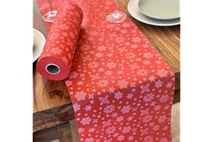 NATUARTE, Runner da Tavola di Natale, Rotolo di TNT da 25 metri x 30 centimetri, Decorazione Tavola, Stoffa Decorazione Matrimonio, Battesimi, Comunioni, Compleanni, Colore rosso e bianco