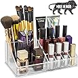 INOVERA (LABEL) 16 Compartment Cosmetic Makeup Jewellery Lipstick Storage Organizer Holder Box, 21.2L x 12.5W x 7.8H, Transparent