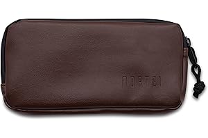 NORTEI Funda Móvil Ciclismo Impermeable de Cuero PU - Cartera Móvil Bicicleta con 5 Bolsillos Interiores - 185 x 90 mm - Smartphones hasta 6,8” – Tracker Case PU Leather (Marrón)