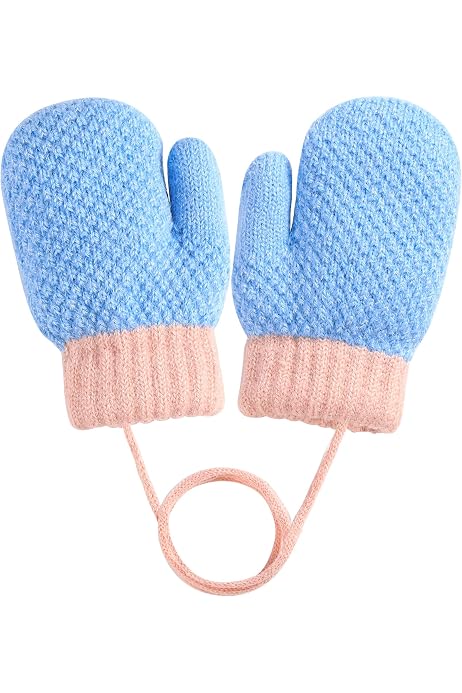 Moufles Bébé Avec Cordon Anti-perte - Chaudes Et Douces Pour L'hiver - Filles Et Garçons 0-3 Ans