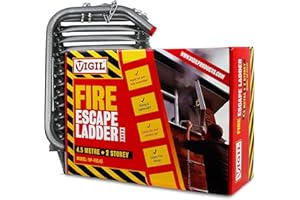 Vigil Two-Storey Fire Escape Ladder – Emergency Safety Portable Steel Ladder - Compact Lightweight External Rescue Ladder - 350 Kg Capacity - Universal Window Mounting - 4.5m/14 feet, 7 inches