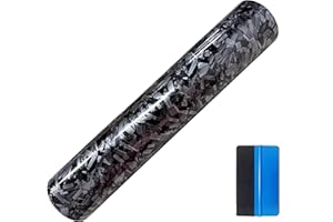 NewL Forged Carbon Fiber Black Vinyl Wrap Sticker Free Bubble Air Release DIY Decal Car Auto Vehicle Morotcycle Self Adhesive (Black-Silver, 30cm x 100cm)