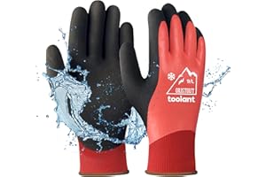 OriStout Guanti da lavoro termici invernali per uomo e donna, per touch screen, impermeabili, da giardinaggio, per il freddo, rosso, L