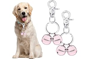 WHIMSII Cat & Dog Collar Bell, Pack of 2, Extra Loud Dog Bell for Pet Tracking & Saving Wildlife, Birds, Durable Iron Split Ring & Lobster Bell Clip (Pink, 2 Pack)