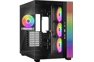 be quiet! Light Base 600 LX Black Caja de PC, Vista panorámica, iluminación Impresionante, Caja de exposición, diseño de 2 cámaras, LED ARGB, 4 Ventiladores Light Wings LX 120mm PWM