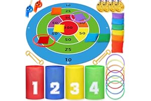 Lubibi Giochi da Esterno per Bambini,3 in 1 Gioco di Lancio all'aperto,Anelli da Lancio,Anello Toss Giocattoli,Bean Bags,Corsa con Sacco,Compleanni,Feste in Giardino,Gioco all'aperto,Bambini e Adulti