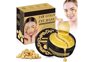 PUNTA BELLEZA Patch Occhi 24K Gold, 60 Pcs, Patch Occhiaie e Borse in Gel per Sotto gli Occhi, Maschera Contorno Occhi Idratante, Effetto Rinfrescante per Stanchi, Unisex