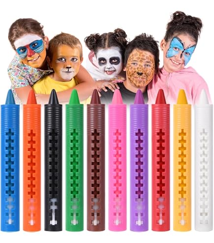 URAQT Crayon Maquillage Enfant, Palette 8 Couleurs Visage Peinture, Peinture Corporelle Non-Toxique, Lavable, Pâques, Cosplay, Soirées à Thème, Maquillage Supporter