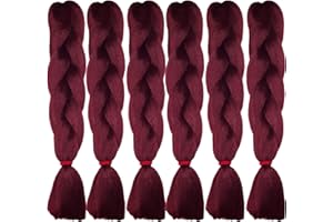 weWelle Extensiones Pelo 100% Kanekalon Jumbo | Rojizo - BUG | Pack 6 uds. 24’’ 60 cm 100 gr. | Cabello Sintético Trenzas Africanas Suave y Duradero.