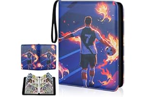 NPHKI Fußball Karten Sammelalbum Sammelmappe, Fussball Sammelkarten Album 9 Fächer 50 Seiten, 900 Taschen Sammelheft Sammelbuch, Sport Karten Heft Ordner Buch Mappe mit Reißverschluss Tragegriff