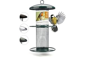 wildtier Herz I Comedero para Pájaros de Metal Inoxidable 25cm - Comedero para Pájaros, Aves Silo (Verde)