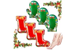 MIKIULY Maschera Mani di Natale, 3 Pezzi Maschera Idratante Piedi+3 Pezzi Mascheraes Mani Guanti, Esfoliante Piedi, Regali di Natale, Regalo per Famiglia