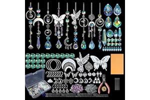 Dulynva 400 Pièces Attrape-Soleil en Cristal, Décoration de Fenêtre à Faire Soi-Même, pour Cadeaux, Mariages, Décoration D'arbre de Noël avec Perles de Cristal et Accessoires