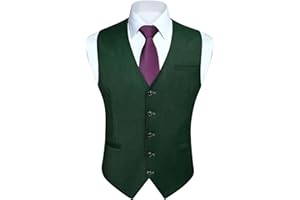 HISDERN Męska kamizelka żakardowa i krawat w kwiaty Paisley i kieszonkowy kwadratowy garnitur