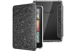 MoKo Custodia Compatibile con Kindle Paperwhite da 7 Pollici 12a Generazione 2024, Cover Leggera con per eBook Reader in TPU Morbido Auto Sveglia/Sonno, Nero Glitterato