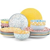 vancasso SELENE Series Complete Dinnerware Set 6 People, 18-Piece Porcelain Crockery Set &ndash; 6 Dinner Plates, 6 Dessert Plates