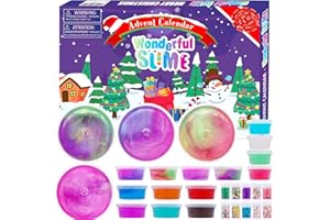 PANSHAN Slime Weihnachts-Countdown-Adventskalender 2024 – 24 Tage voller Spaß Kristallschleim & Fidget Toys & Party Favors | Aufregendes Set für Kinder ab 3 Jahren