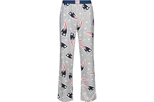 Recovered NFL Football Lounge Pants - Adult Unisex Grey Marl New England Patriots All Over Print PolyCotton Fabric PJs Pyjamas Bottom for Loungewear Nightwear