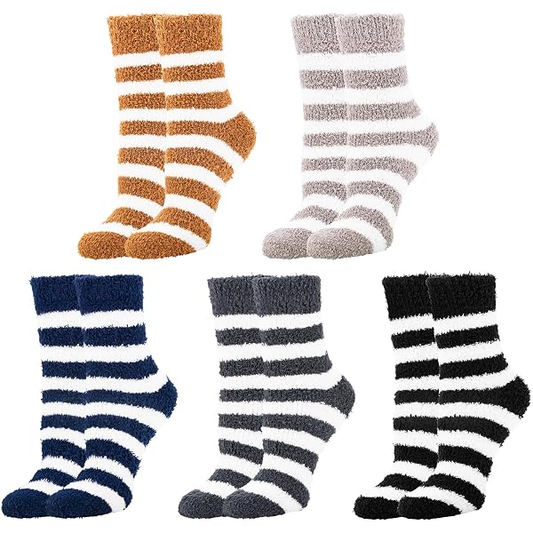 thumbnail image 2 of CityComfort Multi Star Fluffy Socks – Women’s Warm Slipper Socks – 5-Pack – Mid Calf 2 of 6