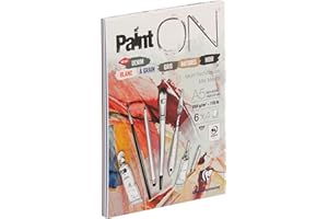 Clairefontaine 975409C Blocco collato PaintON multi-tecnica - 24 fogli carta da disegno multi-tecnica - Assortiti 6 Colori x 4 fogli - A5 14,8x21 cm 250g