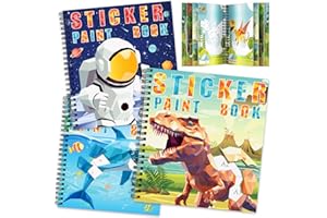 TCJJ 3Pcs Dinosaur Stickerbüch für Kinder 4-10 Jahren, 30 Bilder Stickerbuch Mädchen nach Nummer, Kinder Stickerbücher zur Verbesserung der Intelligenz, für Weihnachtsgeschenke, Schule