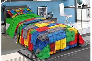 il dolce stile della tua casa copriletto trapuntato multicolor 100 grammi cameretta bambino/a lego costruzioni - matite colorate crayon (lego costruzioni)