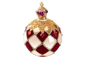 BRUBAKER Premium Bombka Świąteczna "Roayl King" - Królewska Bombka Choinkowa Złoto Czerwona - W Kratę z Welurem, Brokatem i Koroną - 14 cm Duża Bombka Choinkowa z Szklana z Figurą z Porcelany