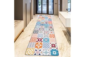 ‎MIQNA miqna Läufer Teppich, Küchenteppich, Waschbar Küchen läufer, Keramik Gemustert rutschfest Flur Teppich Läufer Bunt (Ceramico, 80 x 300 cm)