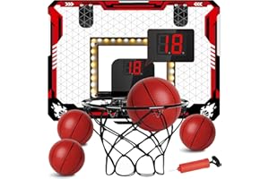 KIZJORYA Canestro da Basket Interno per Bambini: Mini Canestro Pieghevole da Porta, 4 Palline, Giocattolo Sportivo, Regalo di Compleanno per Ragazzi, Ragazze, Adolescenti, Adulti (3+)
