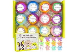 BEAOTINWIN 12pcs Bath Bombs for Kids with Surprise Toys Inside, Bubble Bath Bombs Gifts Set,Handmade Spa Colorful Fizzy,Ideal Birthday