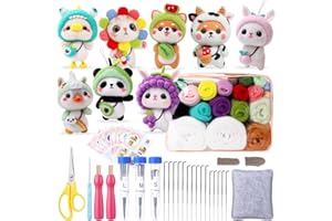 Benlay Set di feltro per principianti, kit di feltro di lana per gli amanti del mestiere, contiene 8 pezzi di istruzioni per animali, cuscinetti in lana di feltro, strumenti di base, strumenti