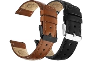 Fullmosa Lot de 2 bracelets de montre en cuir véritable 22mm, Changement rapide pour homme et femme avec fermoir en acier inoxydable compatible avec Samsung Gear S3 Classic/Frontier Garmin Venu 3/2