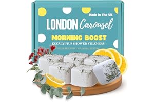London Carousel Eucalyptus Shower Steamers Set of 6 – Aromatherapy Steamer Tablets for Relaxation, Wellness & Self Care Gifts