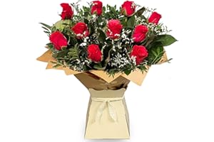 HAPPY PLANTING UK Cerise Pink Rose Bouquet - Fresh Flowers Perfect for Birthdays, Anniversaries, and Thank You Gifts by Fleur De Luxe