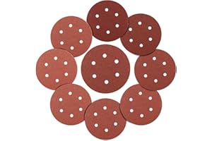Sruhrak 100 Pcs Sanding Discs, 150 mm Sanding Pads Set Hook and Loop 60/80/120/240/400 Grits Sandpaper for Random Orbital Sander