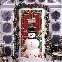 Christmas Front Door Cover 6.07x2.95ft - Santa Claus Hanging Banner Decor For Porch & Home - View #2