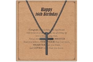 Twutqel Cross Necklace for Men Boys, Adjustable Silver/Black Stainless steel Cross Chain, 16th 18th Birthday Baptism Christmas Gifts for Son Grandson Nephew Brother Cousin Age 6-21